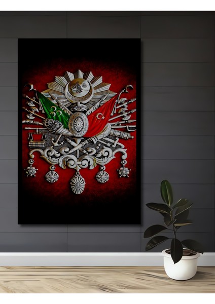 Osmanlı Tuğrası Yağlı Boya Görünümlü Ahşap Dekoratif Tablo Dikdörtgen Tablo fiyatları