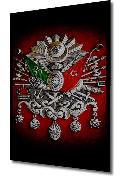 Osmanlı Tuğrası Yağlı Boya Görünümlü Ahşap Dekoratif Tablo Dikdörtgen Tablo indirimleri