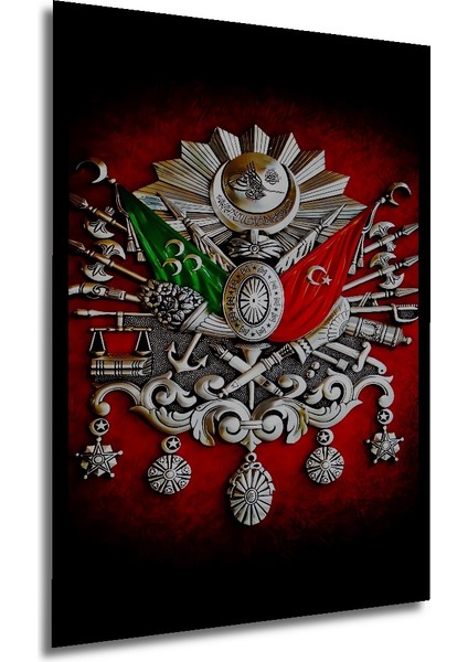 Osmanlı Tuğrası Yağlı Boya Görünümlü Ahşap Dekoratif Tablo Dikdörtgen Tablo