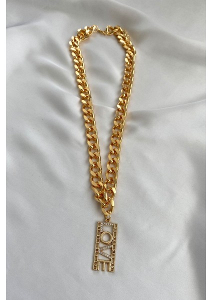 Love Yazılı Gold Zincir Kolye fiyatları