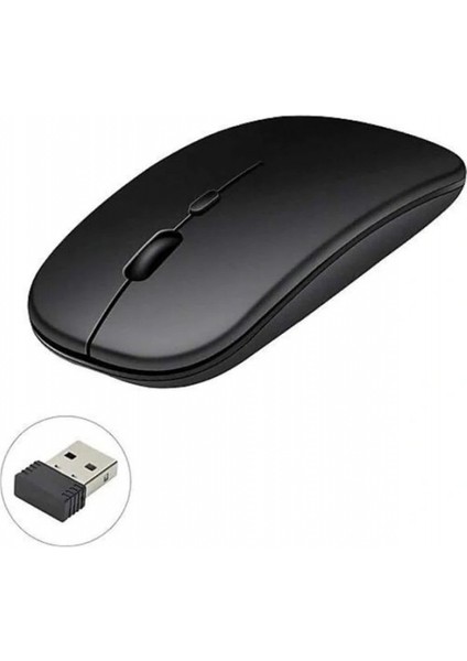 Kablosuz Mouse Fare Şarjlı Bluetooth Wireless Çift Modlu Sessiz