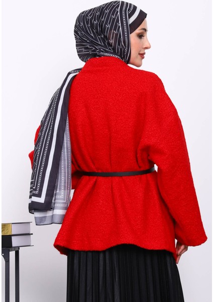 Kırmızı Kemerli Oversize Buklet Ceket fırsatları