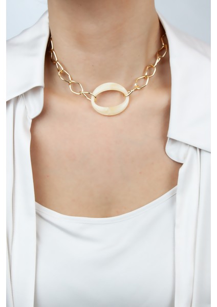 Kemik Görünümlü Halka Detay Choker Kolye fiyatları