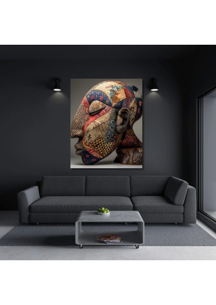 Hd Digital Baskı Modern Sanat ile Etnik Desenleri Birleştiren Bir Portre Kanvas Tablo Patchwork fiyatları