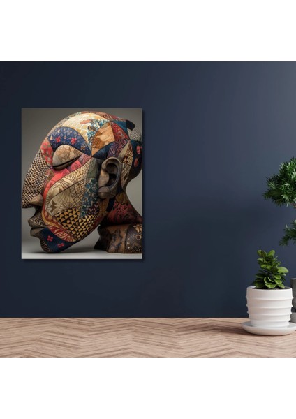 Hd Digital Baskı Modern Sanat ile Etnik Desenleri Birleştiren Bir Portre Kanvas Tablo Patchwork modelleri