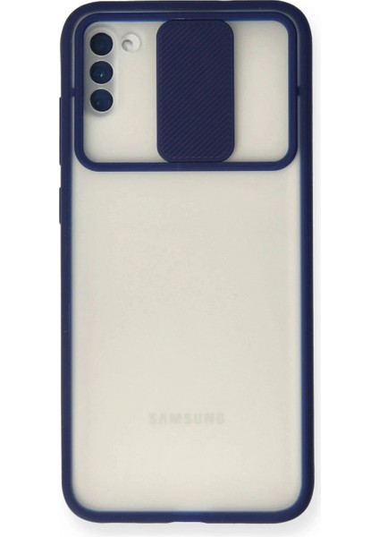 Samsung Galaxy A11 Kılıf Palm Buzlu Kamera Sürgülü Silikon - Lacivert (K95)