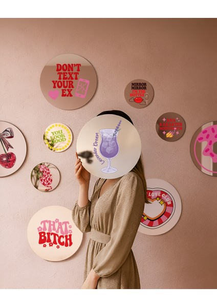 Mood Ayna Lavender Dream - Tasarım Ayna, Pinterest Dekoru, Dekoratif Baskılı Ayna, Yazılı Ayna fiyatları