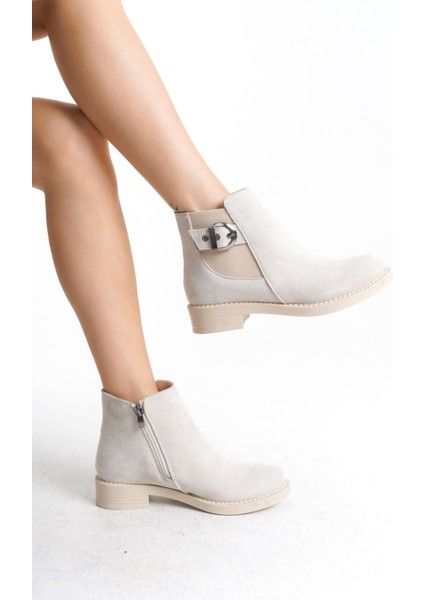 Gabrıella Fermuarlı Ortopedik Taban Suya ve Soğuğa Dayanıklı Topuklu Süet Kadın Bot Kt Krem fırsatları
