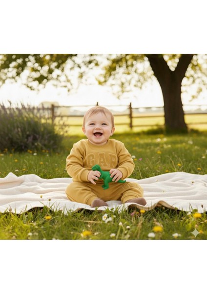 Işlemeli Şardonlu Üç Iplik Içi Polarlı Ikili Bebek Takımı