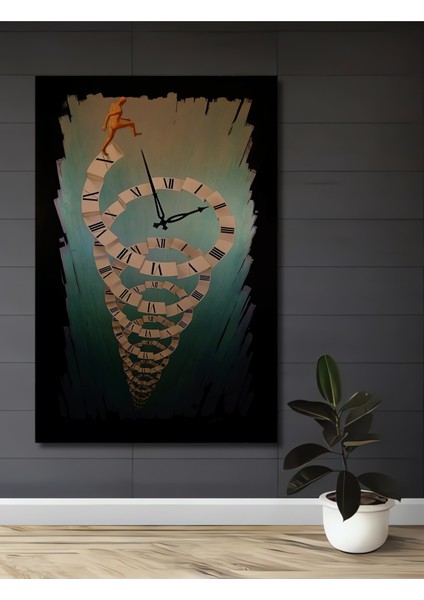 Zamanın Sonsuz Döngüsü Yağlı Boya Görünümlü Ahşap Dekoratif Tablo Dikdörtgen Tablo