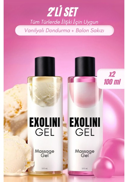 Kadınlara Özel 2'li Jel Set | Vanilyalı Dondurma Balon Sakızı | Hafif Dokunuş, Özgür Temas 2X100ML