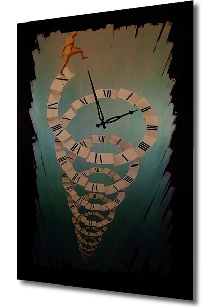 Zamanın Sonsuz Döngüsü Yağlı Boya Görünümlü Ahşap Dekoratif Tablo Dikdörtgen Tablo modelleri