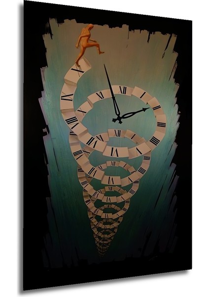 Zamanın Sonsuz Döngüsü Yağlı Boya Görünümlü Ahşap Dekoratif Tablo Dikdörtgen Tablo fırsatları