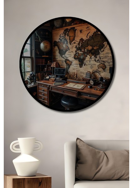 Ahşap Dekoratif Dünya Haritası Yağlı Boya Görünümlü Tablo Ahşap Dekoratif Tablo Yuvarlak Tablo fiyatları