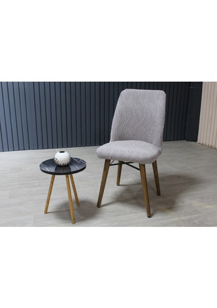 Oval Sandalye Kılıfı Jakar 6'lı Set Kakao