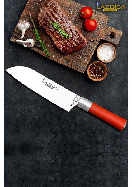 Red Craft Serisi Mutfak Bıçak Santoku Şef Bıçağı Et Ekmek Sebze Salata Şef Bıçağı Hds-40