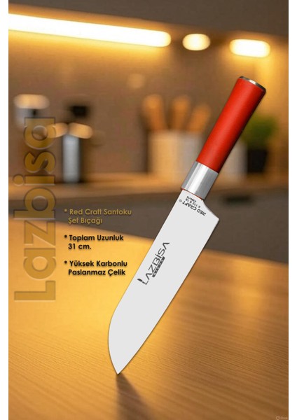 Red Craft Serisi Mutfak Bıçak Santoku Şef Bıçağı Et Ekmek Sebze Salata Şef Bıçağı Hds-40 fiyatları