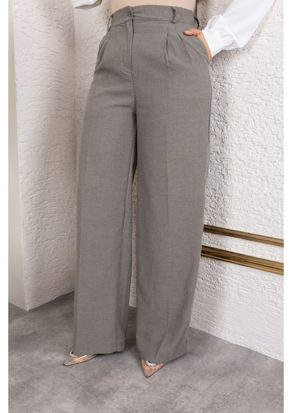 Pile Detay Poliviskon Palazzo Pantolon-Antrasit
