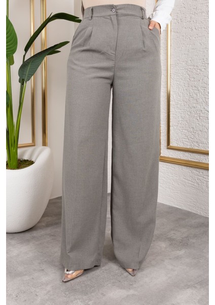 Pile Detay Poliviskon Palazzo Pantolon-Antrasit modelleri