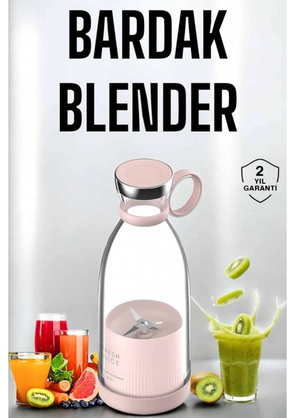 Bardak Blender Smoothie Meyve Sıkacağı Şarjlı Cam Taşınabilir
