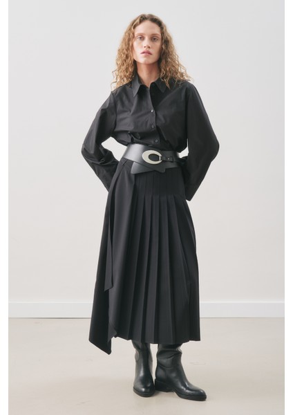 Anvelop Piliseli Etek Siyah