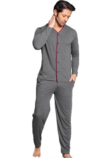 Norde Premium Penye Interlok Kumaş Kışlık Önden Düğmeli Erkek Pijama Takımı M/2xl fiyatları