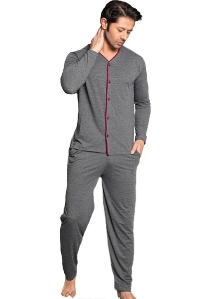 Norde Premium Penye Interlok Kumaş Kışlık Önden Düğmeli Erkek Pijama Takımı M/2xl modelleri