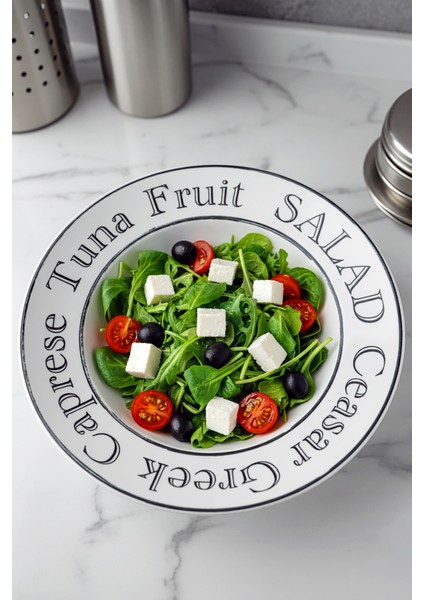 Şık Makarna ve Salata Tabağı 26 cm - Caesar, Greek, Caprese Tasarımlı Büyük Çukur Tabak modelleri