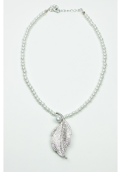 Zirkon Taşlı Yaprak Figürlü Inci Kolye modelleri