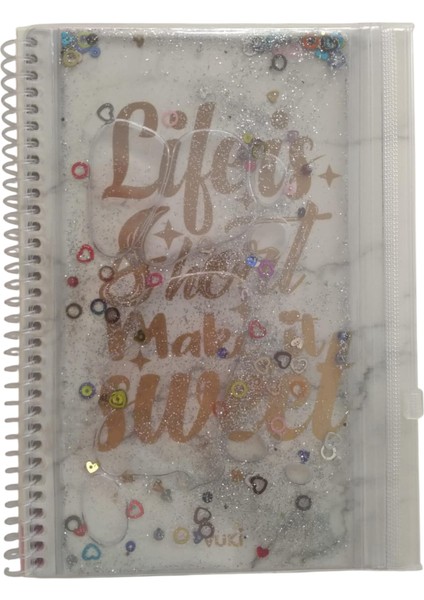 A5 Boy Simli ve Sulu Şeffaf Kalemlikli Defter