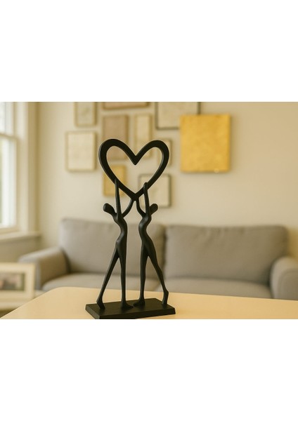 Minimalist Aşk Figürü Heykel – 3D Baskı Siyah Pla Dekoratif Biblo (47X18X101 Mm) fiyatları