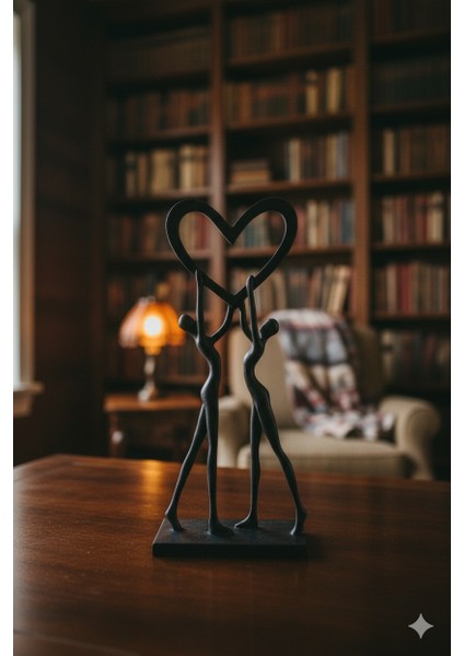 Minimalist Aşk Figürü Heykel – 3D Baskı Siyah Pla Dekoratif Biblo (47X18X101 Mm) fırsatları