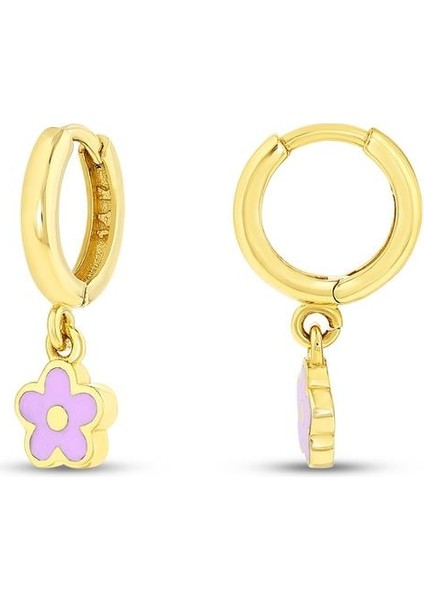 Çiçek Figürlü Altın Çocuk Küpe - 14K