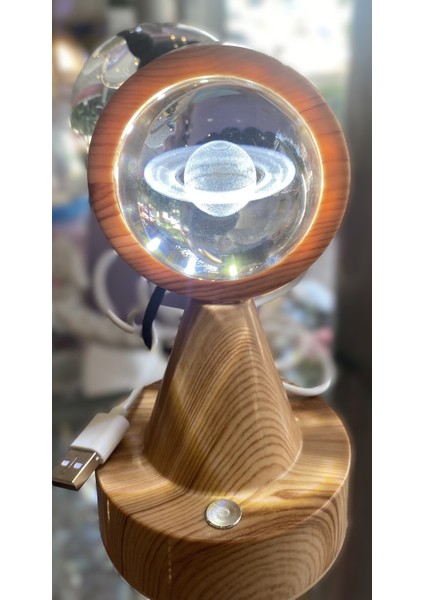 Dekoratif Masa Üstü Işıklı USB Bağlantılı Cam Küre AD4588