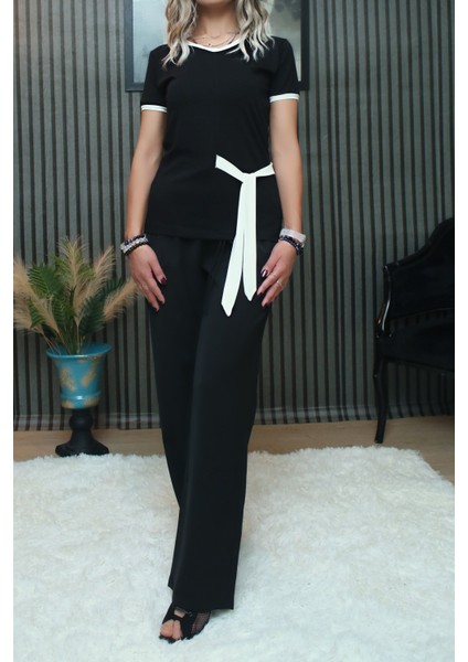 Kadın Kuşak Detaylı Şık Penye Body Bluz