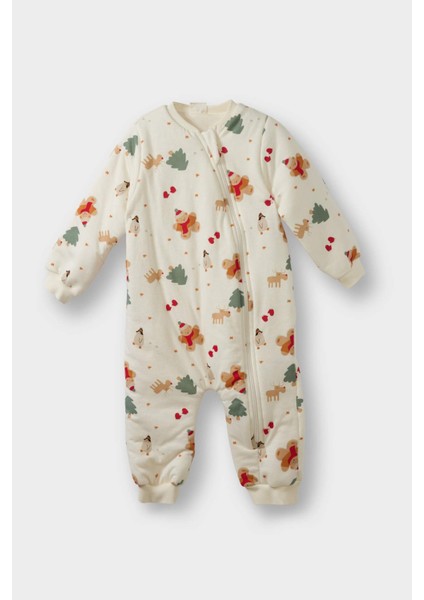 Erkek Bebek 1,6 Tog Elyaf Yılbaşı Temalı Penye Tulum F3527A525WN