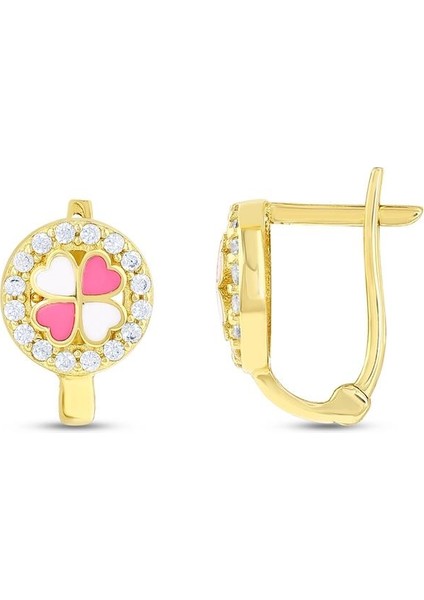 Çiçek Figürlü Altın Çocuk Küpe - 14K