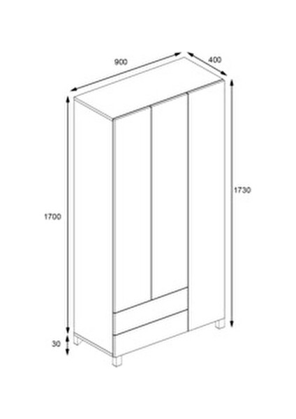 Mavera 3 Kapaklı 2 Çekmeceli Gardrop, Antrasit, 90 cm fırsatları