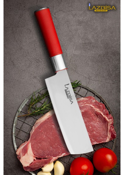 Red Craft Serisi Mutfak Bıçak Nakiri Şef Bıçağı Et Ekmek Sebze Salata Şef Bıçağı Hds-38