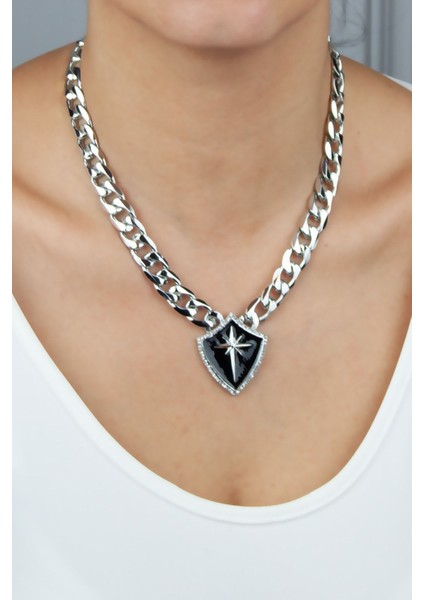 Kutup Yıldızı Detay Gümüş Renk Kolye