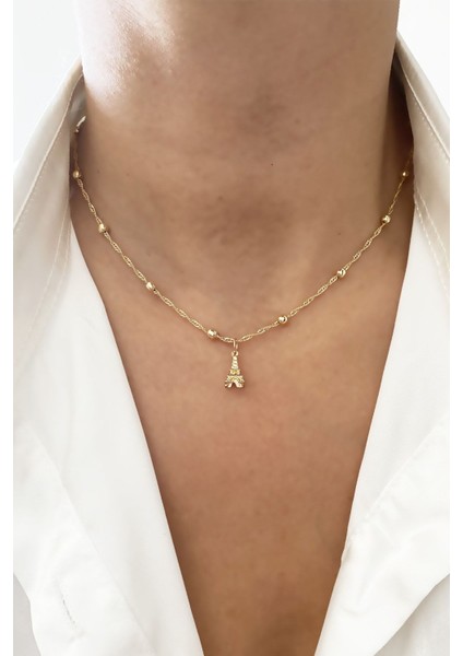 Eyfel Kulesi Uçlu Top Zincir Kolye