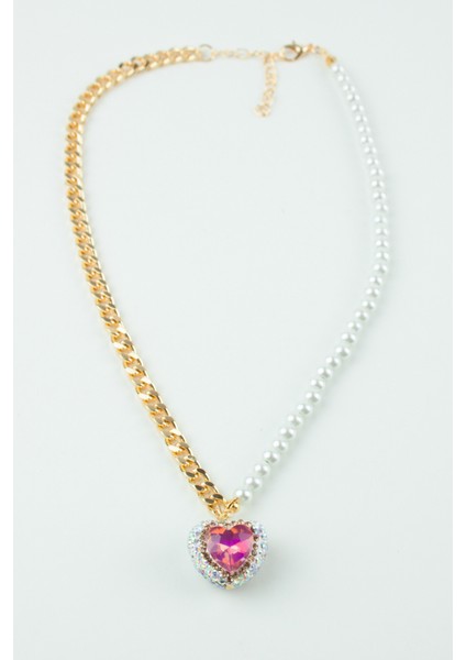 Kalp Figürlü Inci ve Zincir Kombin Kolye fırsatları