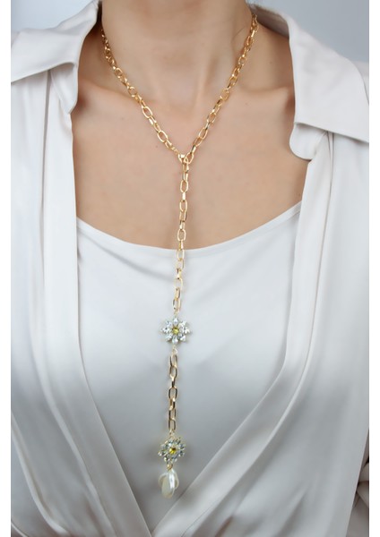 Kristal Çiçek Figürlü Uzun Kolye fiyatları