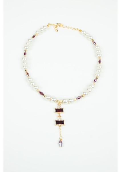 Baget Yakut Görünümlü Uçlu Cam Inci Kolye modelleri