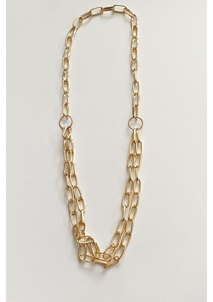 Çift Sıralı Gold Uzun Kolye modelleri