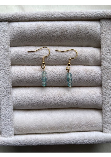 Minimal Topaz Taşı Altın Renk Çelik Küpe El Yapımı