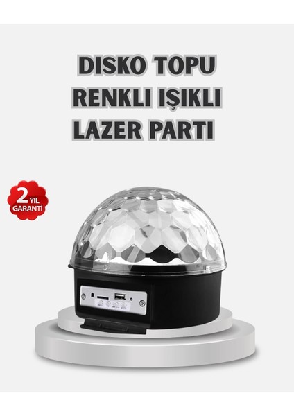Buğz LED Disko Küresi Bluetooth Hoparlörlü Ritimle Senkronize Döner Işıklı