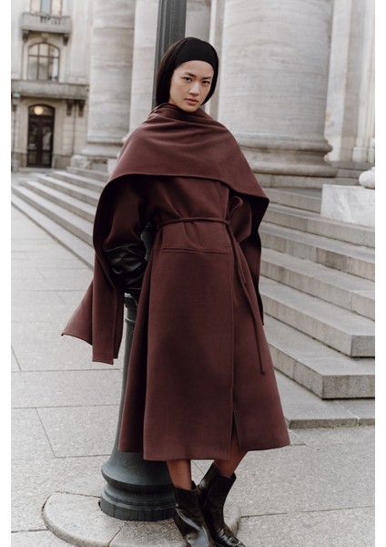 Soft Kaşe Atkılı Kaban Mürdüm