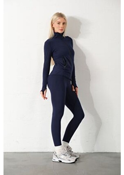 Lacivert Water Proof Fermuar Çift Cepli Light Warm Running Ceketi Eşofman Üstü modelleri