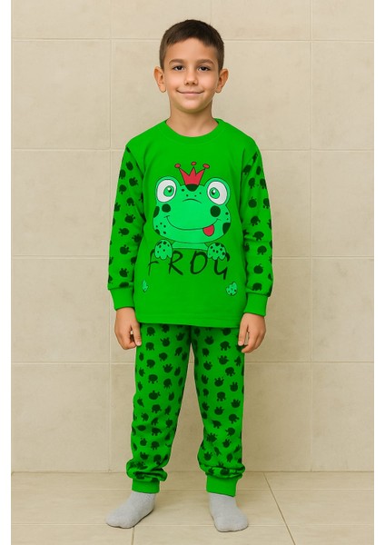 Kurbağa Prens %100 Pamuklu Penye Çocuk Pijama Takımı